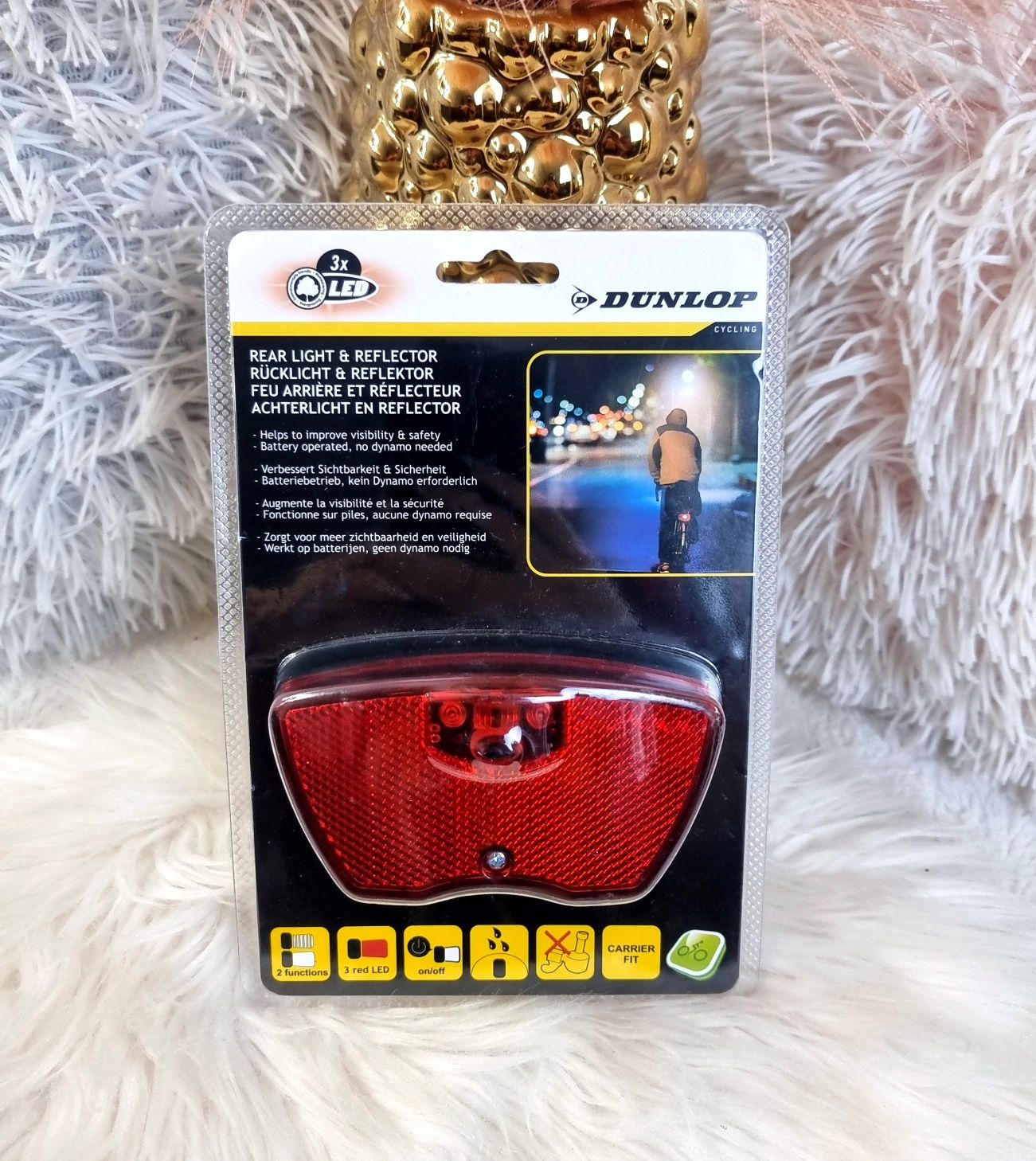 Dunlop Lampka rowerowa tylna led reflektor nowy