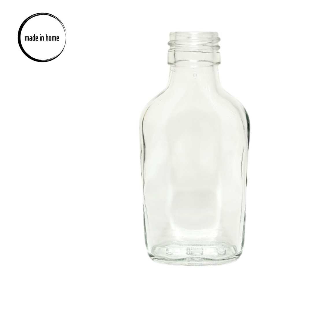 10szt. Butelka piersiówka 100ml + zakrętki SREBRNE fi 28/18