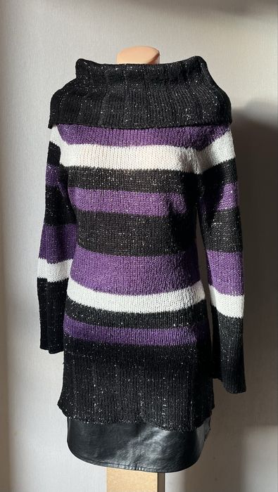 Sweter damski w pasy ze srebrną nitką Y.F.K. L