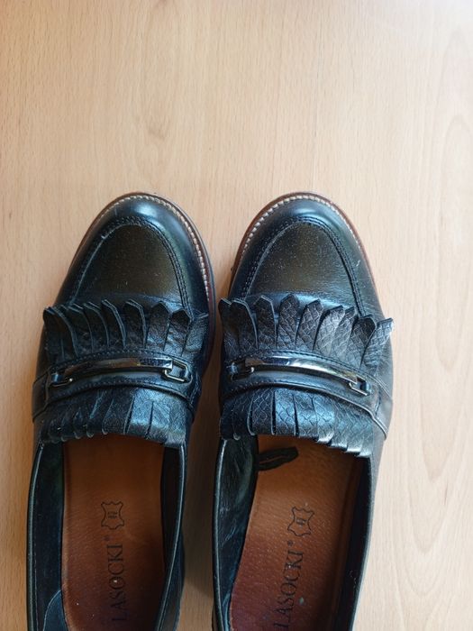 Lasocki 36 mokasyny damskie skórzane espadryle saszki loafersy