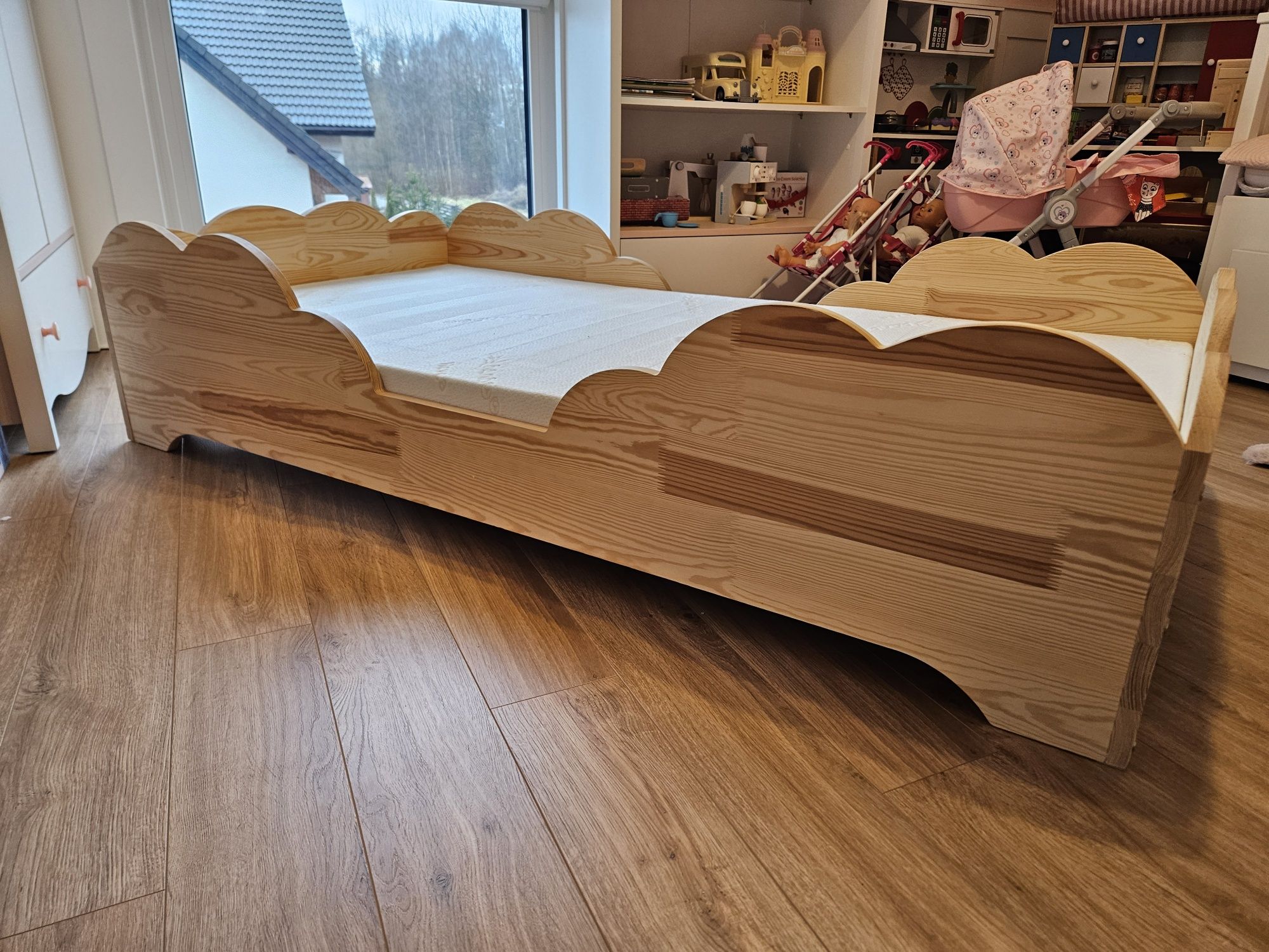 Łóżko dziecię chmurka | lite drewno | materac bambusowy | 120x60 cm
