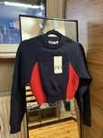 Zara nowy sweter granatowy czerwony ribbed wiskozowy S