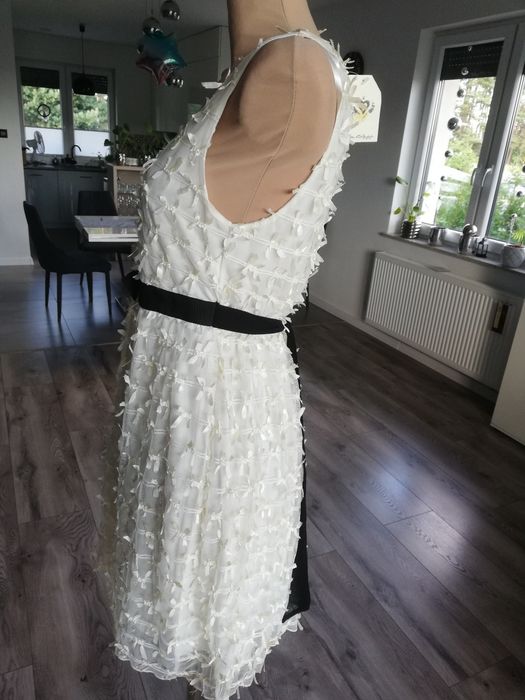 R. 38 nowa sukienka damska w kokardki wesele komunia chrzciny roczek