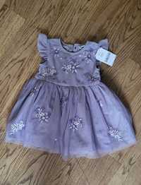 Нарядное сиреневое фиолетово платье  next 6-9 новое с ярлыком