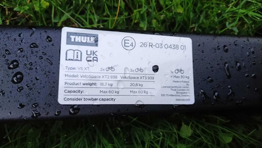 Bagażnik na Hak Thule VeloSpace XT 939 black jak nowy