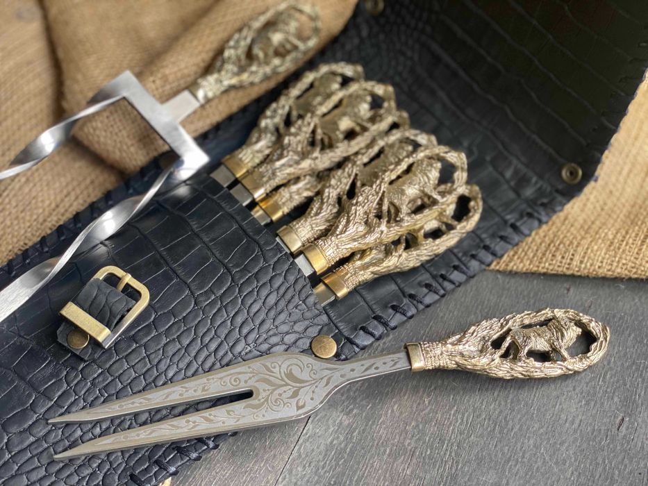 Шампура ручної роботи Лев. Ювелірне лиття із бронзи! Подарунок