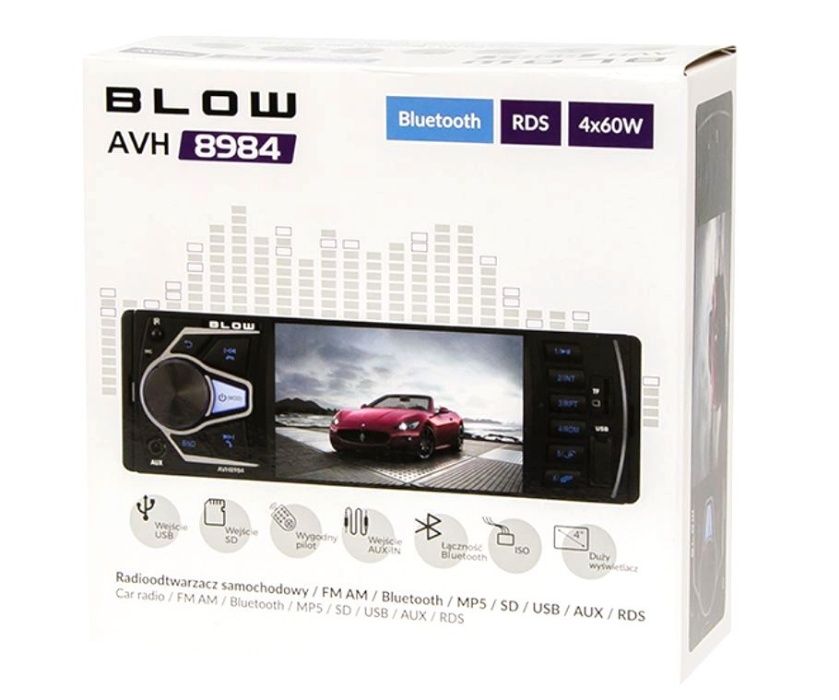 Nowe Radio Samochodowe BLOW 1DIN USB Ekran 4' Cali LED MP5 MP3 RDS FM