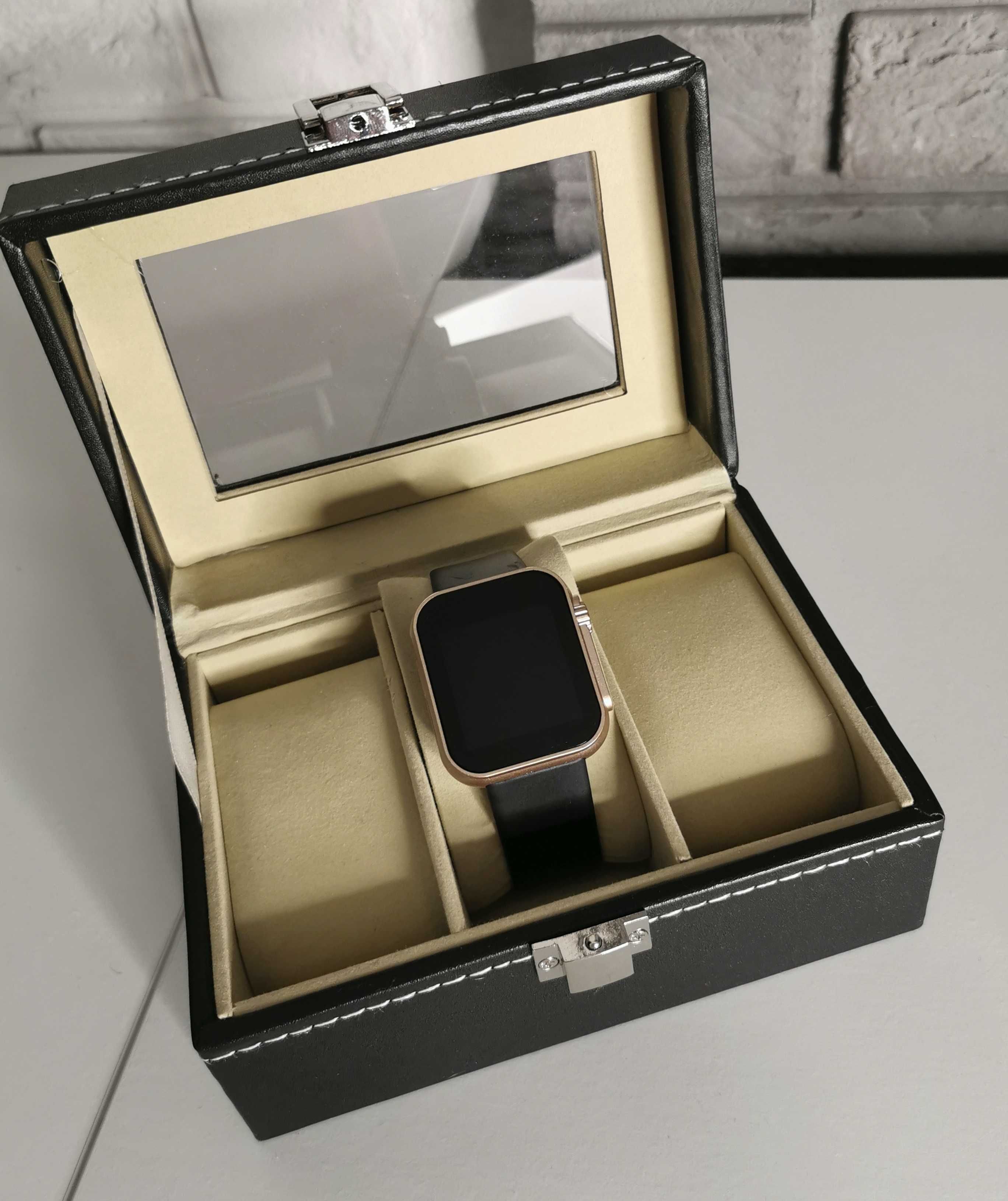 Zegarek Smartwatch smart opaska smart kwadratowa koperta złota