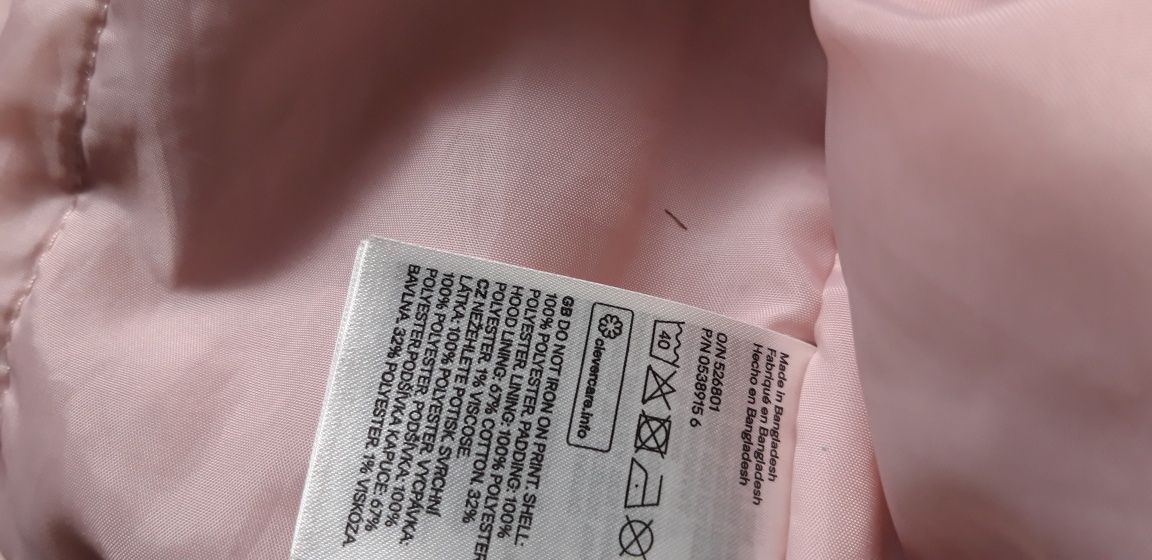 H&M różowa przejściowa kurtka 128