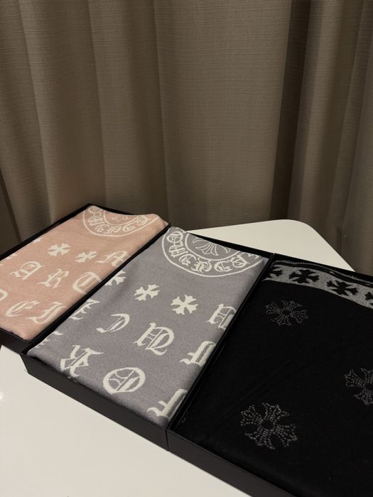 Шарф теплий кашеміровий Chrome Hearts подарунок хром хартс палантин