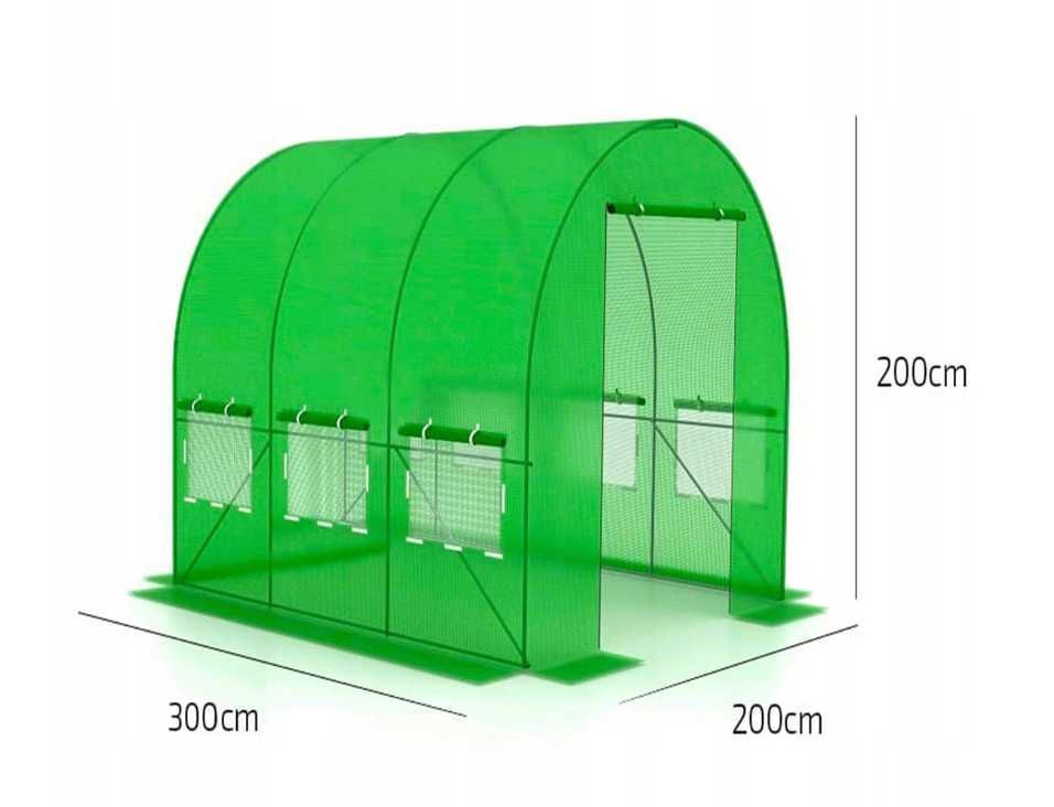 Tunel foliowy ogrodowy stelaż + folia 300x200 3x2 szklarnia