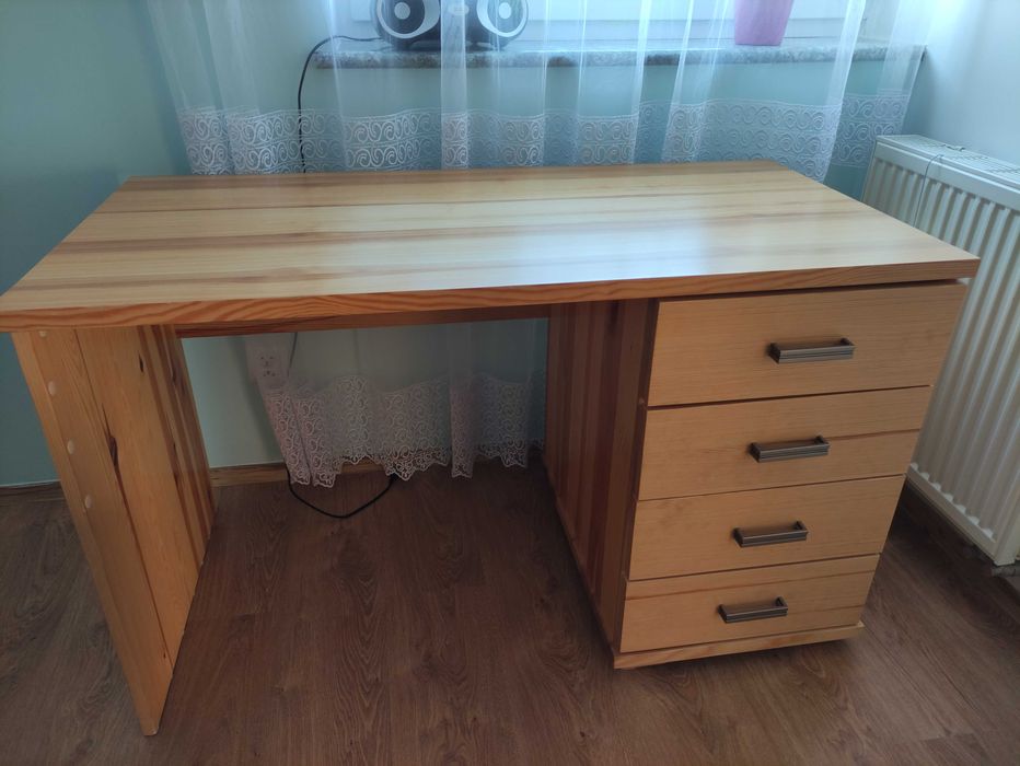 Biurko sosnowe lite drewno z krzeslem
