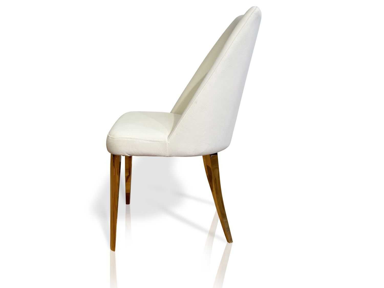 Krzesło tapicerowane Glamour FT239 Gold, velvet biały, velvet czarny