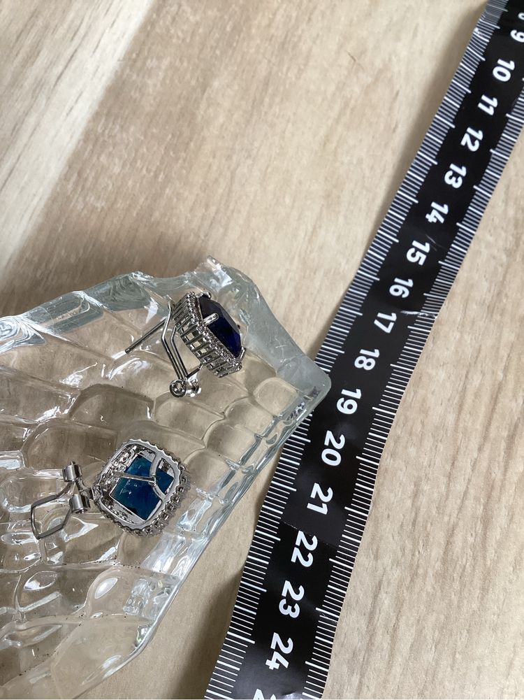 Kolczyki szafiry nano 1cm srebrne