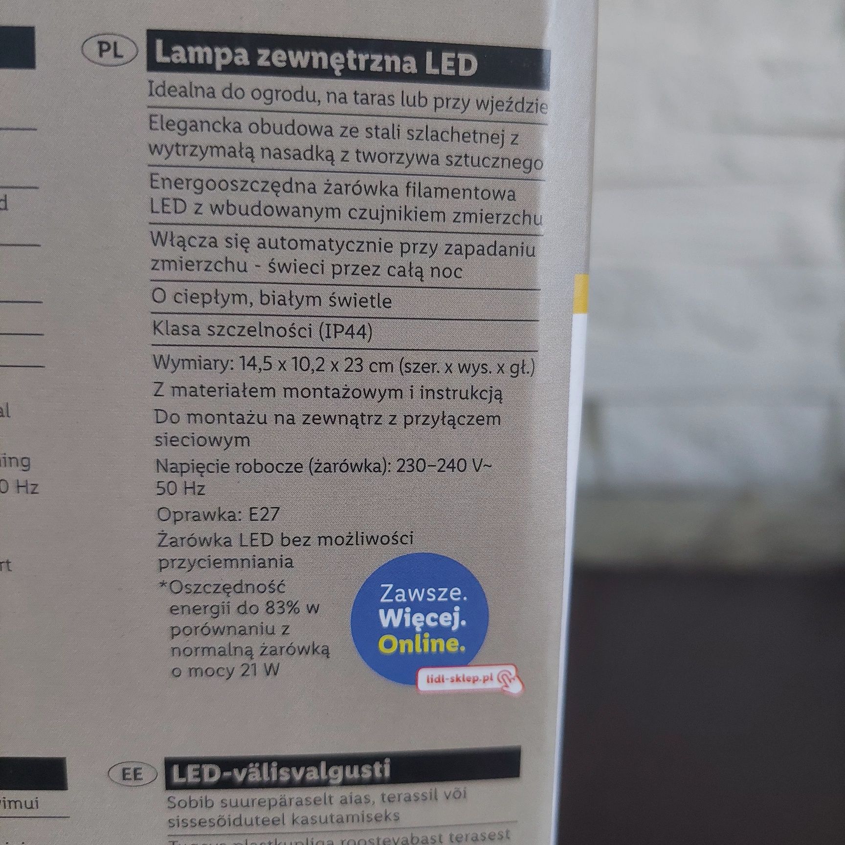 Lampa zewnętrzna LED nowa