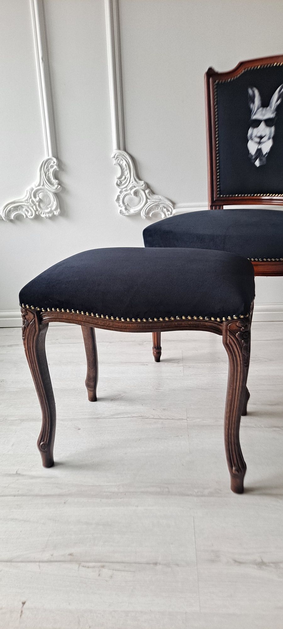 Stylowa pufa, podnóżek, stołek boho Ludwik, Ludwikowska, Shabby Chic