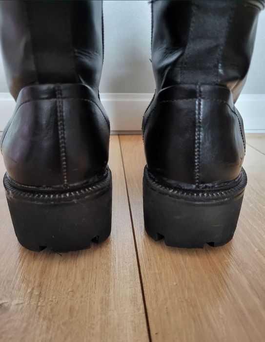 Zimowe Czarne botki 37. Klasyczne ocieplane botki damskie 37. Trapery