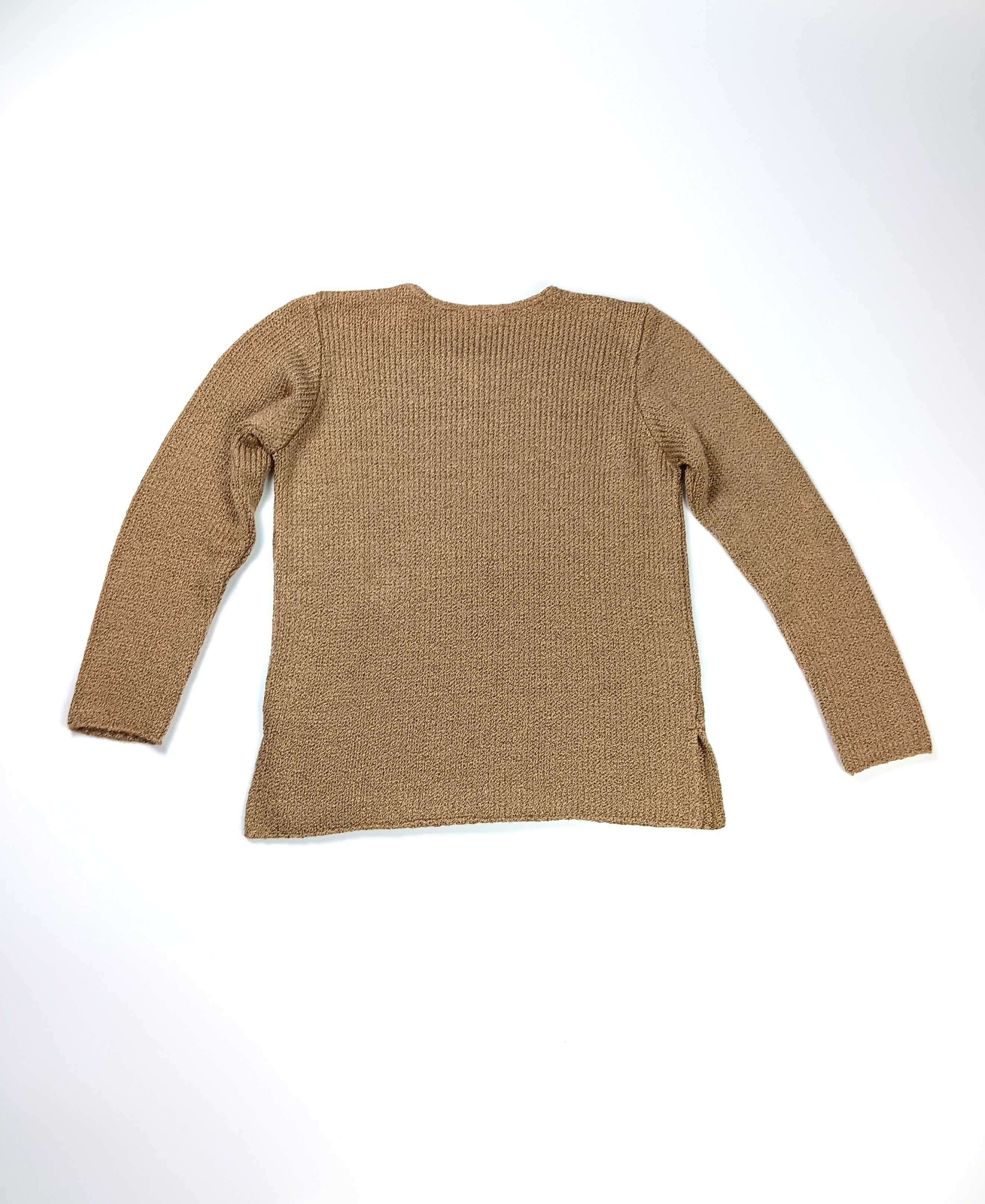 Brązowy wełniany zimowy sweter damski Wełna 50% Reksor L/40