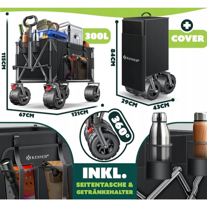 Wózek składany transportowy GTR9000 kesser 300litrów