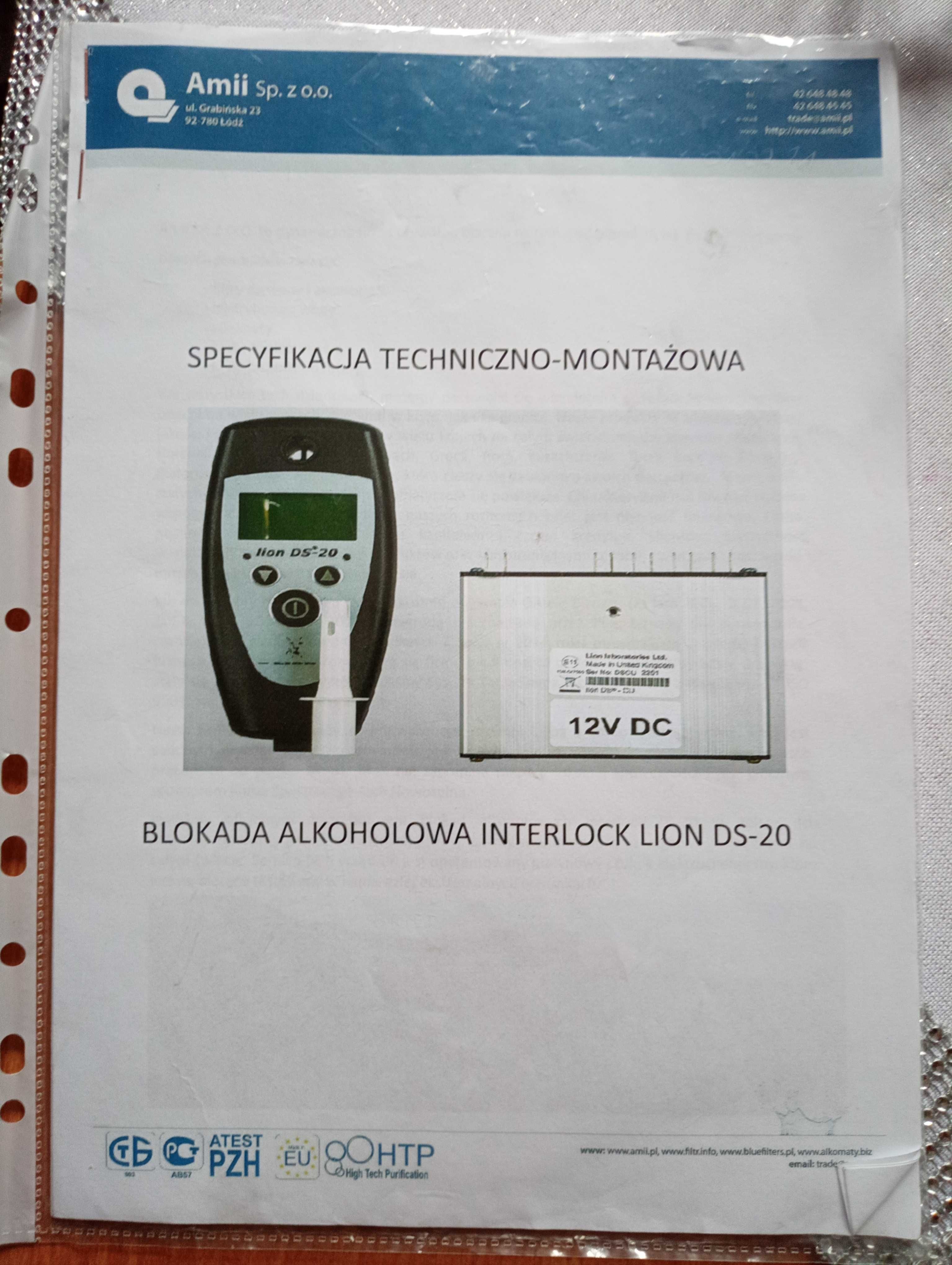 Blokada alkoholowa alcolock Lion DS-25 Kompletna Bardzo Ładna