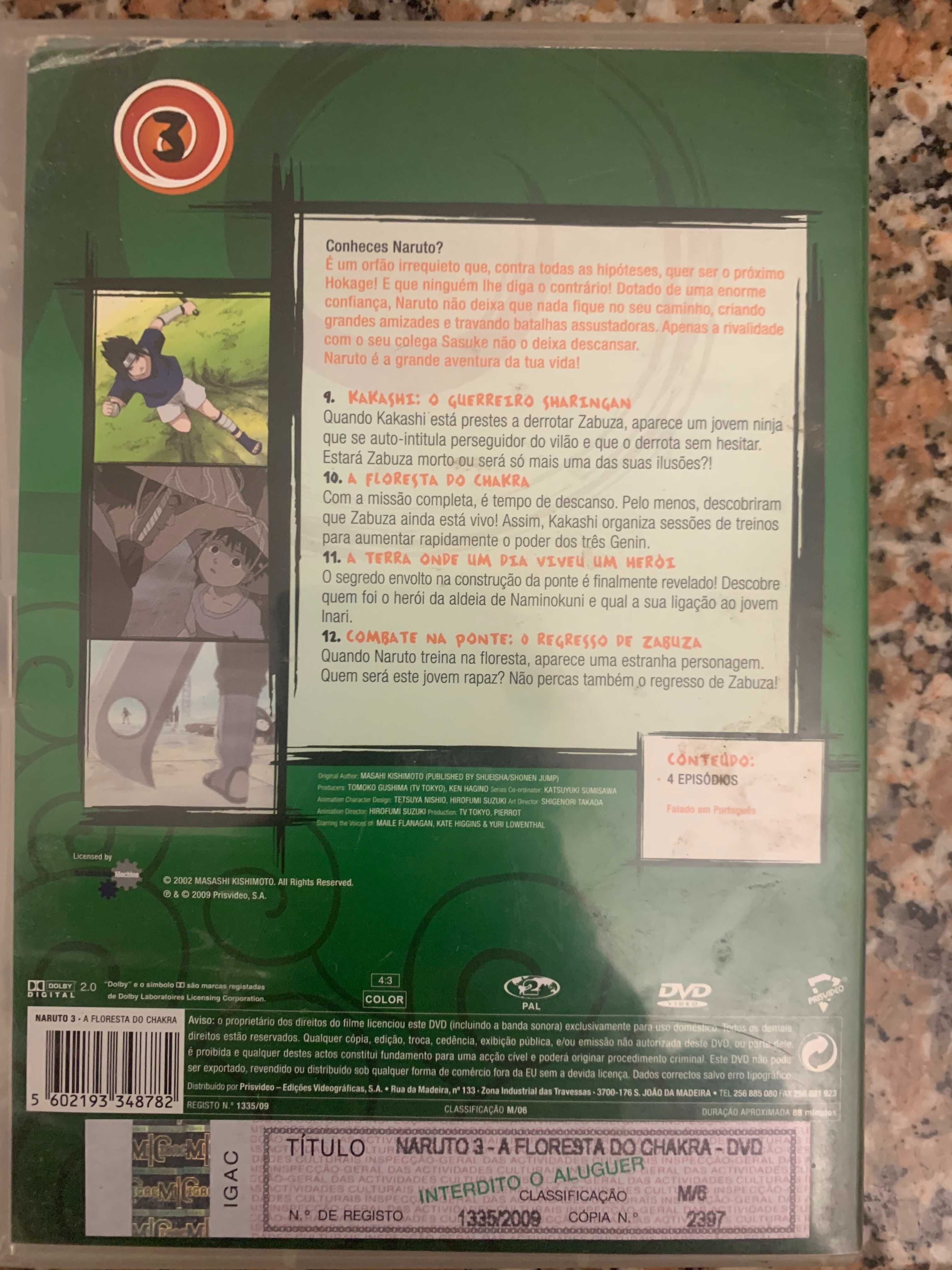 DVD Naruto episódios 9 a 12: A Floresta do Chakra