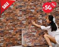 PANELE 3D ŚCIENNE Samoprzylepne Czerwona Stara Cegła Tapeta + GRATIS