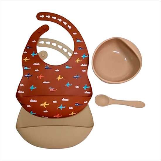 подарунковий дитячий набір силіконового посуду: тарілка на присосці