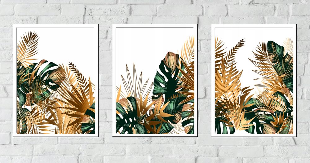 30x40 obrazy w ramie plakaty ramka  OBRAZ ZŁOTE LIŚCIE MONSTERA