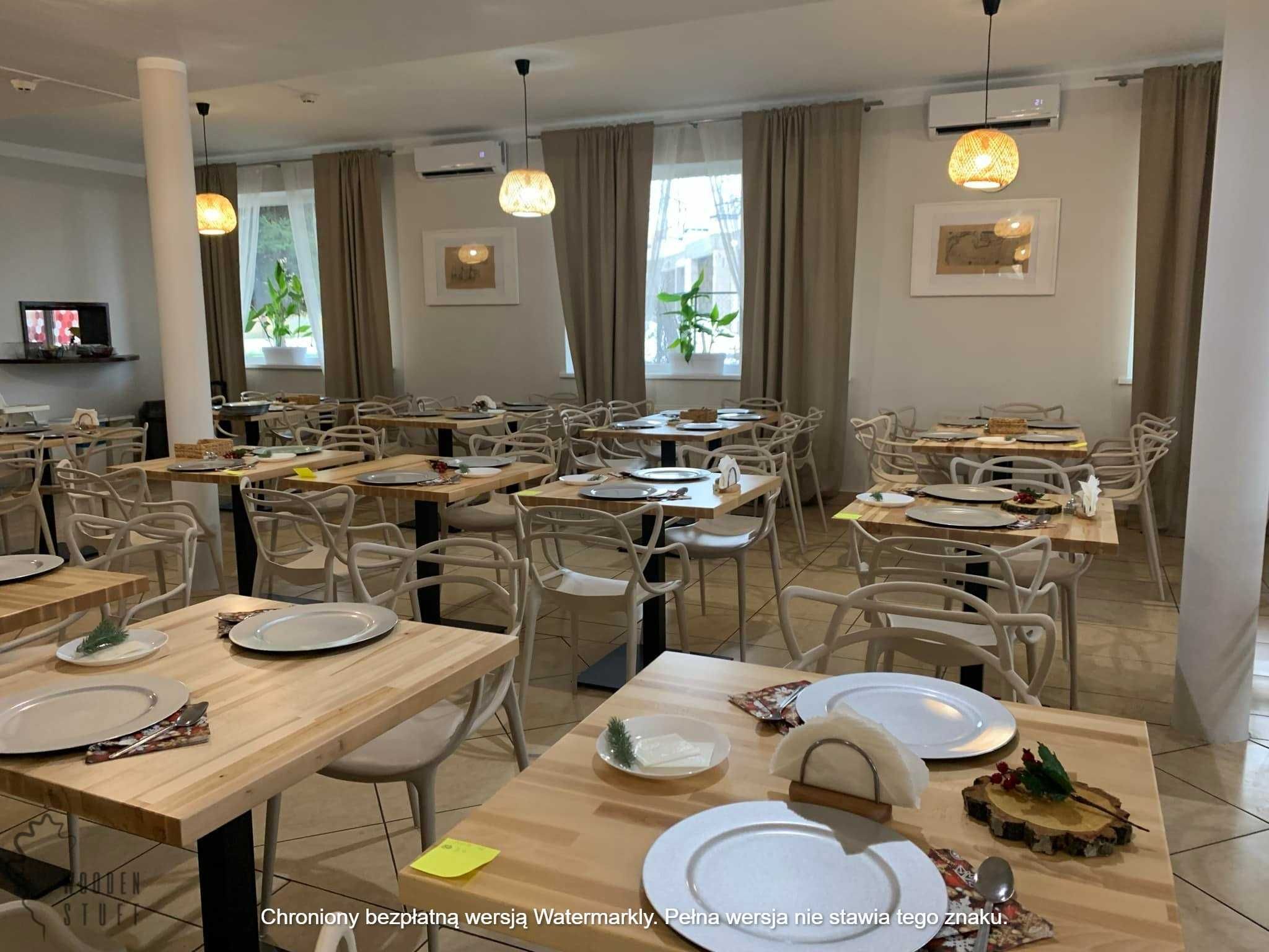 Bukowy stół na jednej nodze 80x80 metal postument do restauracji loft