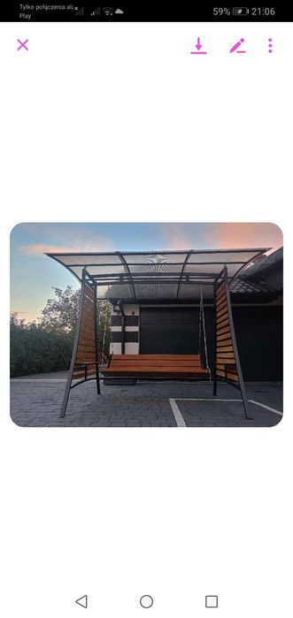 Huśtawka ogrodowa metal drewno loft industrial