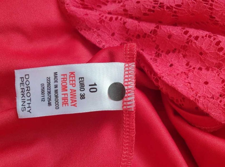 Sukienka koralowa/czerwona, koronka, r. M(38), Dorothy Perkins