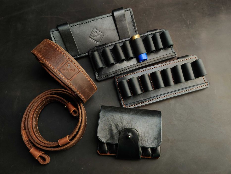 Шкіряний патронташ на 8 / 6 набоїв, патронташ для 12, 16 та 20 калібру