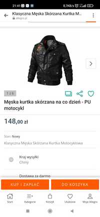 Sprzedam nowa kurtkę skórzaną