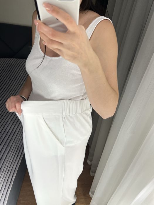 20 розмір широкі палаццо батал 54 штани білі брюки висока посадка