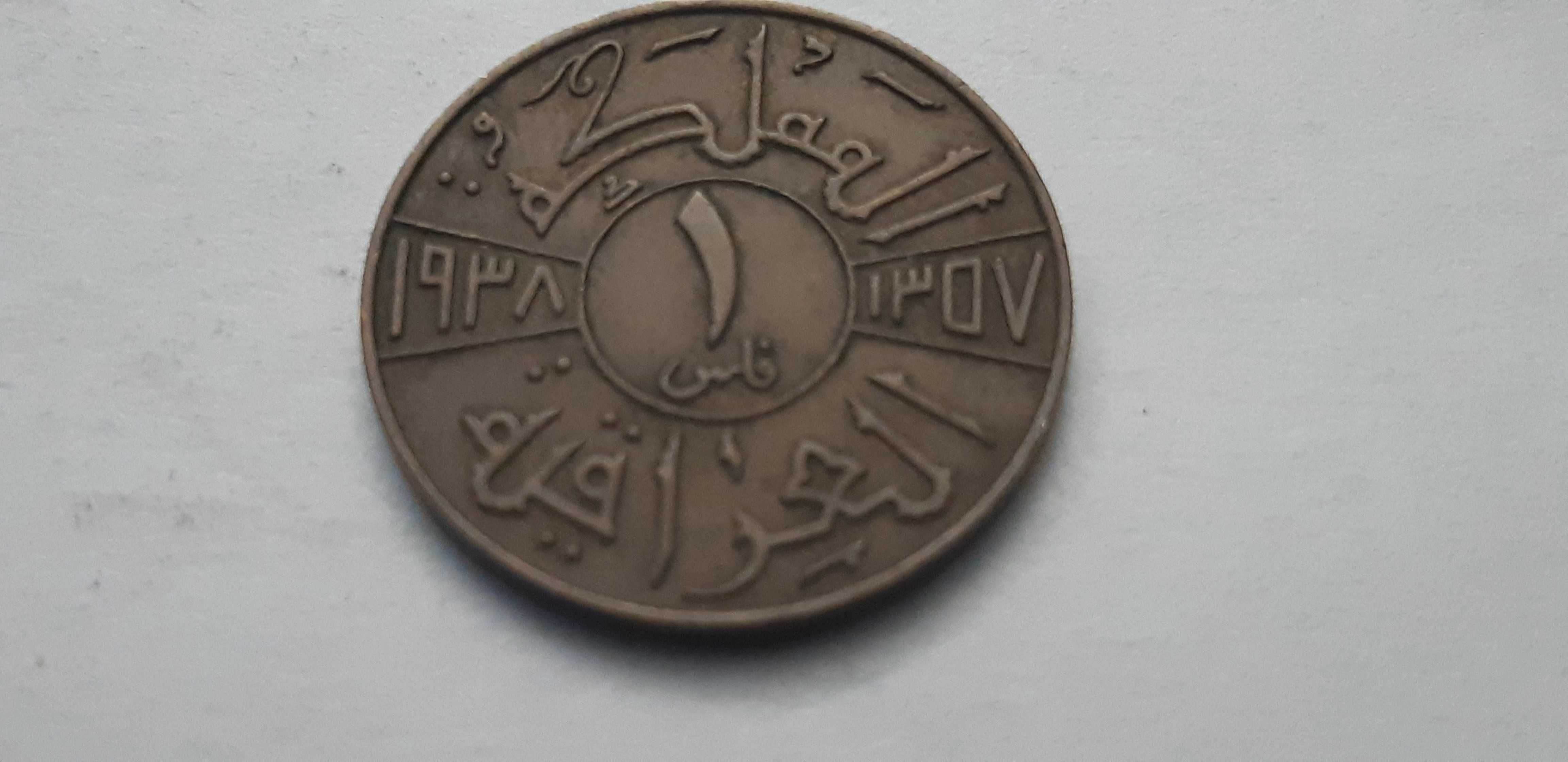 Irak 1 Fils 1938 rok- real foto - super stan- mennica Bombaj