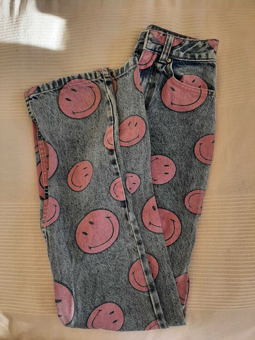 Komplet jeansowy Bershka Smile: kurtka XS i spodnie 32