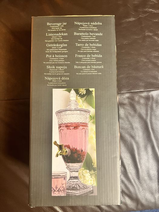 Dozownik, karafka, dzbanek z kranikiem do lemoniady, szklany, Nowy