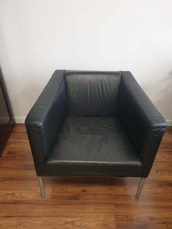 Fotel IKEA czarny skóra