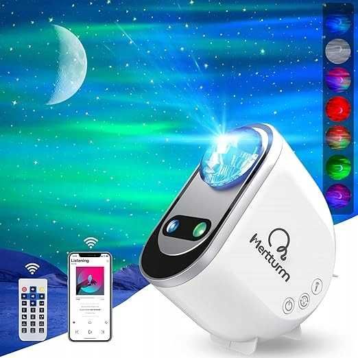 MERTTURM Lampka nocna projektor gwiazd LED z głośnikiem bluetooth
