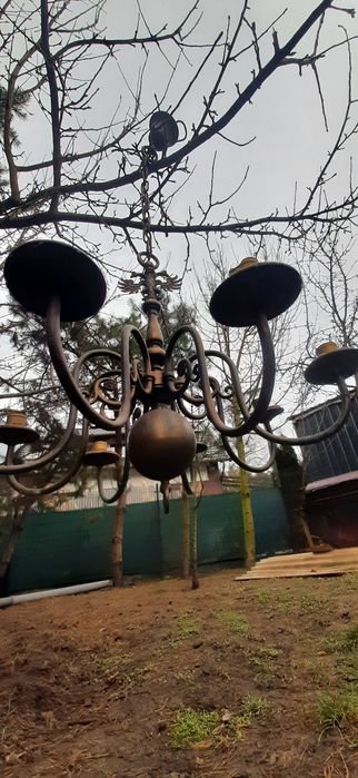 Stary żyrandol 8 ramienny mosiężny duży vintage