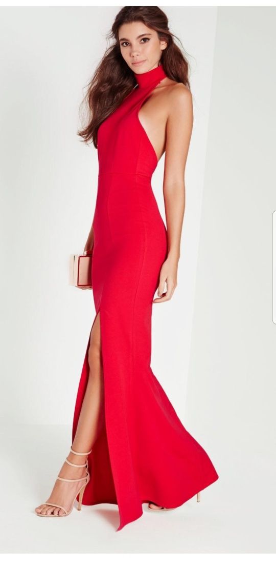 Nowa czerwona sukienka gole plecy