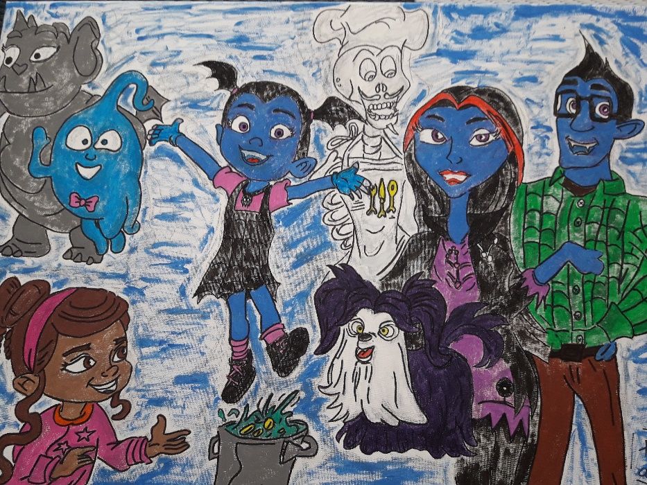 Tela da vampirina desenhada e pintada a mão