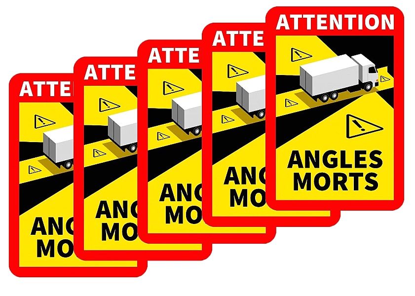 Naklejka ANGLES MORTS martwe pola Francja 5szt TIR