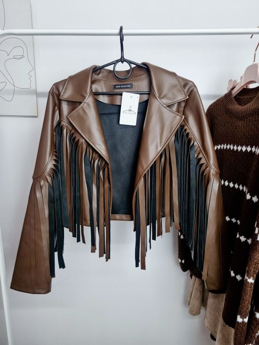 Kurtka eko skóra Ramoneska z frędzlami rozmiar Uni  New collection