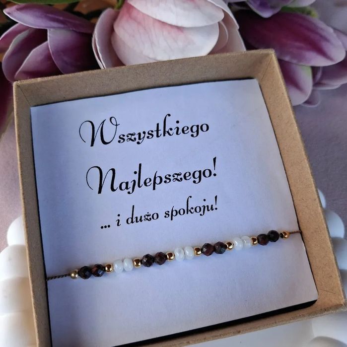 Damska bransoletka, biżuteria z kamieni naturalnych. Prezent. Rękodzie