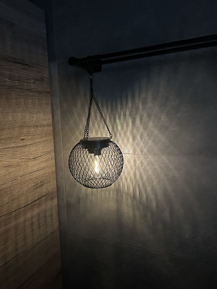 Dwie nowe lampki lampiony ogrodowe na solar, czarne metalowe loft