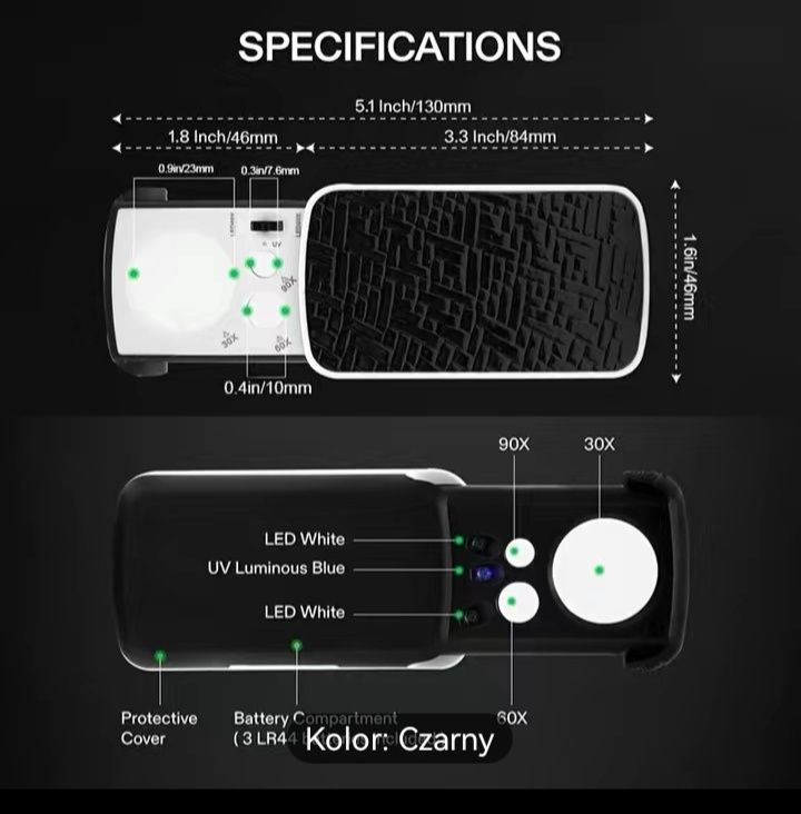Lupka numizmatyczna led x30, x60, x90
