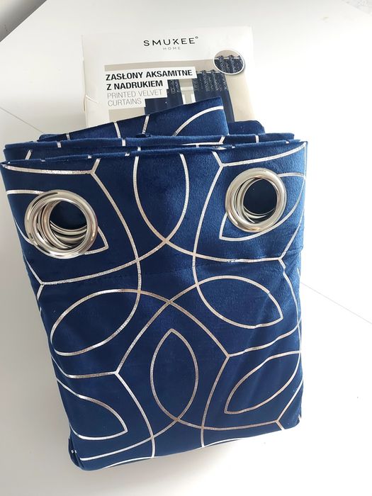Komplet zasłony welurowe Velvet ze srebrnym nadrukiem 138x250 2szt.