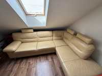 Narożnik sofa skóra naturalna Helvetia Furniture funkcja spania