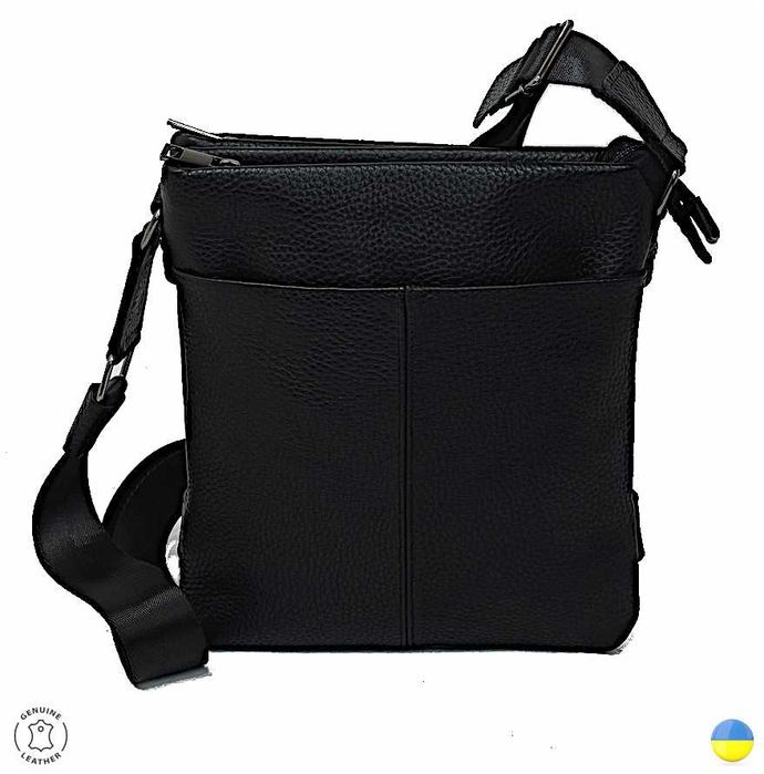 Шкіряний стильний месенджер №8024 Black,натуральна шкіра,на кожен день
